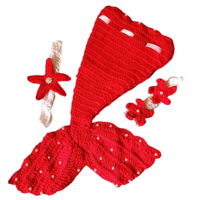 Baby Hat Mermaid Newborn Photography Props Girls Crochet Knitted Cap Hand-w