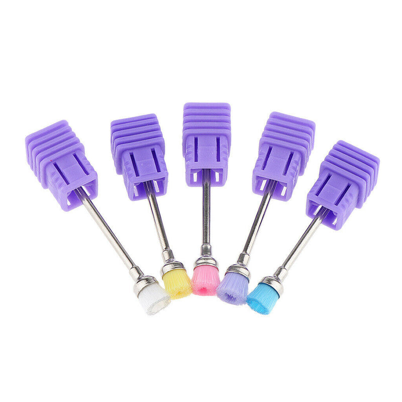 5pcs Electric Nail Art Drill Cleaning Brush Manicure Polishing Tips Brushes