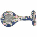 Blue pink Peony pattern Silicone Nurses Brooch Tunic Fob Pocket Watch Stain