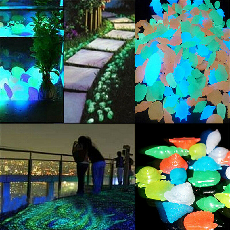 10PCS Glow in the Dark Luminous Stone Conch Shells Aquarium Fish Tank Decor MO