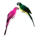 2Pieces Realistic Macaw Parrot Artificial Feather Bird Toys Rose Red & Green