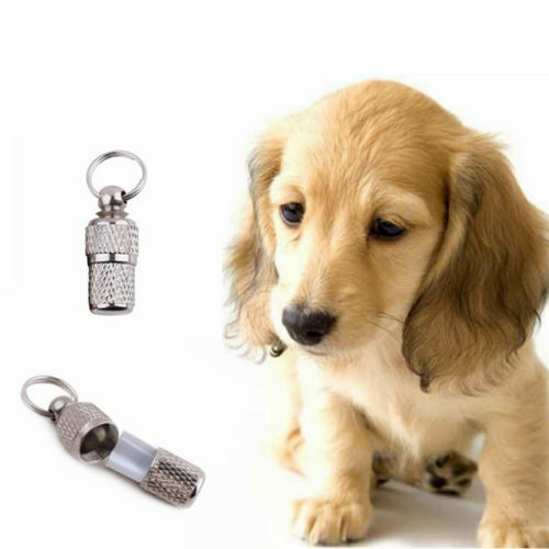 2x Anti-Lost Pet Dog Cat ID Stainless Steel Tag Name Address Barrel Tube SE