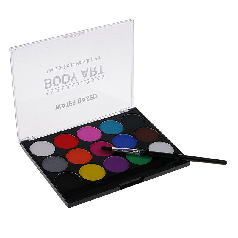 2Pcs Make Up Face Paint 15 Colors Palette Halloween Fancy Body Face Painting