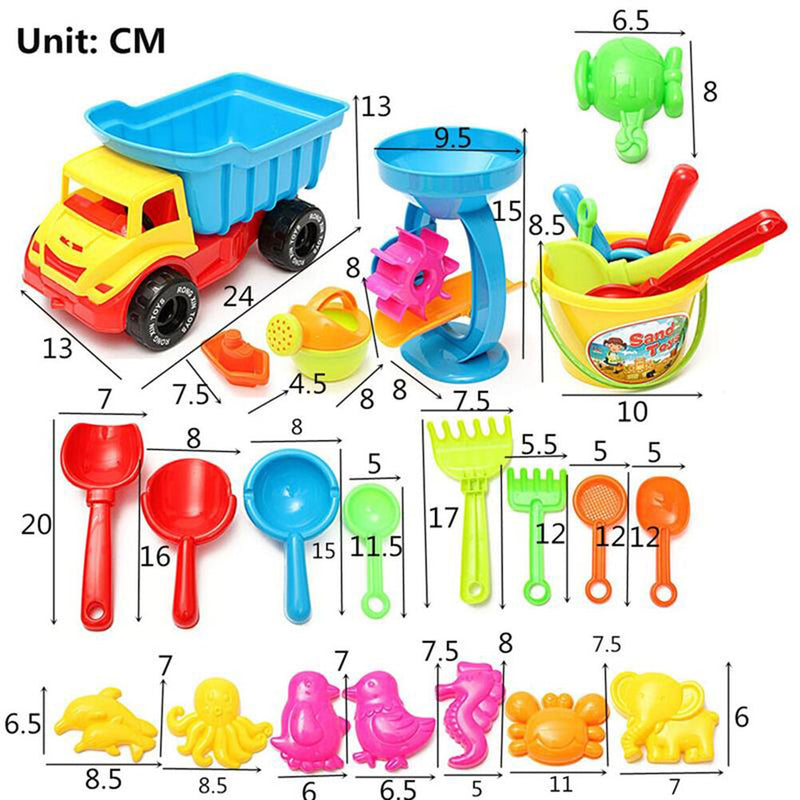 Beach Sand Play Toys Set 21pcs/set Bucket Rakes Sand Wheel Watering Sand Toys â„–[