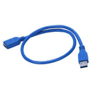 50cm 20" Data Transfer USB 3.0 A Male to Female Extension Cable Blue F7G9