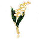Enamel White Floral Leaf Brooch Pin Bouquet  Shirt Collar Pin Gift Women  3C