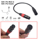 2pcs XLR Cable 5 Pin Male to 3 Pin Female Extension Cables for Microphone Mixer