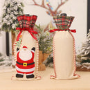Christmas Plaid Wine Bottle Cover Champagne Cover Home Decor (Santa Claus)
