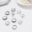 10pcs/set Bohemia Carved Rings Women Hollow Out Flower Knuckle Ring Jewelry