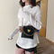 Women Bucket Shoulder Bag Leather Love Buckle Chain Crossbody Bags (Black)