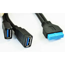 8-inch USB 3.0 20-Pin Motherboard Female to 2 Type-A Female Connectors Y-Ca