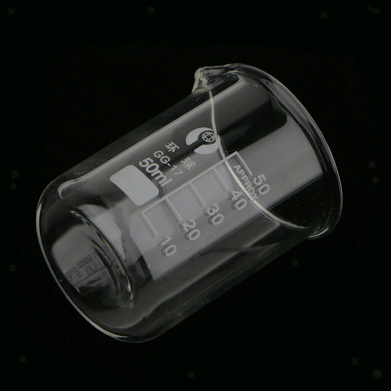 2 Pcs 10ml 50ml Borosilicate Glass Beaker -- Graduated Low Form Measuring