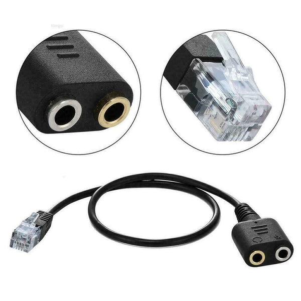 Dual 3.5mm Audio Jack to RJ9 Plug 25cm PC Headset Telephone Cable Headset O1L4