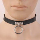 Chic Collar Punk Goth Charm O-Ring Choker Belt Necklace PU Leather Neck Ring