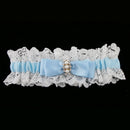 Satin Lace Garter Bride Bow Rhinestone Pearls Thigh Ring Wedding Accessory