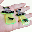 Creative Fluorescent Green Alien and UFO Stud Earrings Cute Drop Jewelry