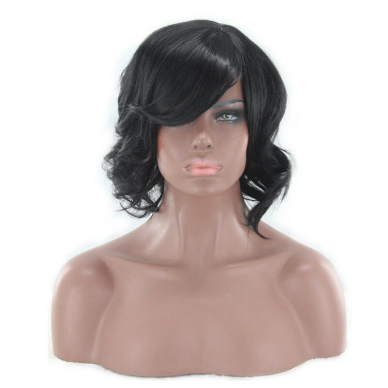 Women Ladies Black Ombre Hair Full Wig Fashion Style Black Root Medium Curly Wig