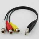 1Pc Usb Male Plug To 3 Rca Female Adapter Audio Converter Video Av A/V Cabl