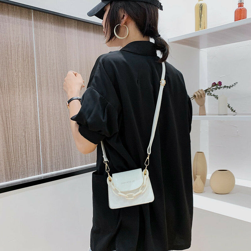 Women Mini Totes PU Solid Shoulder Money Bag Messenger Handbags (Beige)