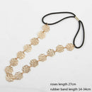 Womens Fashion Metal Chain Jewelry Hollow Rose Flower Elastic Hair Band Headband