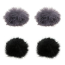 Set of 2 Pairs Furry Windscreen Anti-Wind Muff Mic Furry Cover  (2 x Black, 2 x