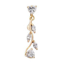 Sexy Zircon Reverse Belly Button Ring Dangle Bar Navel Ring Body Piercing J Y7O6
