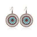 National style earrings  round hollowed Drop earrings bohemian retro flower