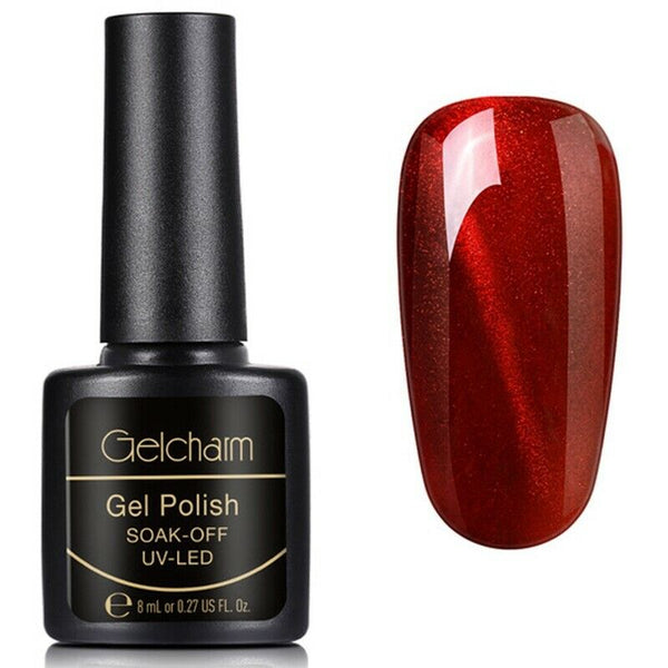 gelcharm 8Ml Deep Wine Red Cat Eye Led Uv Gel Nail Polish Soak Off Semi Per