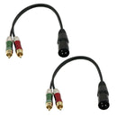 2x Audio Cable- 12Inch Splitter Patch Y Cable - 1 XLR Male to 2 RCA Male