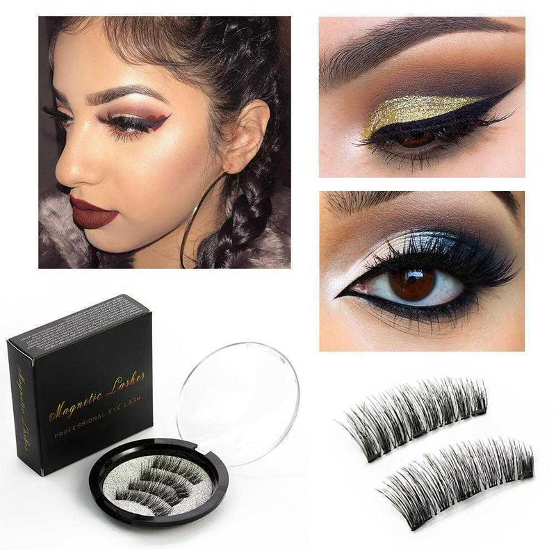 4PCS/Pair Triple Magnetic Eyelashes Handmade Reusable False Eye Lashes Supp X8H6
