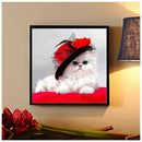 DIY 5D Diamond Painting Embroidery Cat wearing a hat Cross Stitch Tool Set