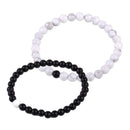 2pcs Lovers Couple Balanced Bracelets Black White Howlite Matte Agate Beads Gift