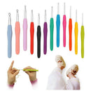Crochet Hooks Set 12pcs - Ergonomic Soft Rubber Grip Handle and Aluminum Kn