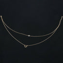 Single Letter U Piercing Flash Double Layer Alloy Necklace