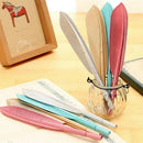 Gel Pen Metal Novelty Feather Pattern Fine Stick Ballpoint Pen Black Ink Pa J7Q1