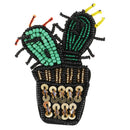 Sequin Beaded Cactus Embroidery Patch Clothes Applique Sew on Patch Craft