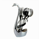 Swan Base Holder With Fruit/ Dessert Fork Cake Spoon Set Pastry Forks Creat W6Q2