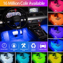 Vehicle LED Strip Remote Control Multi Color Glow Car Interior Light USB Port