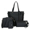 Women Fashion Handbag Shoulder Bag Purse Leather Tote Bag 4 Pieces (Black) Y3O1