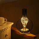 Creative Retro Iron Sobering Bottle Art Hollow Table Lamps Reading Lamp LED