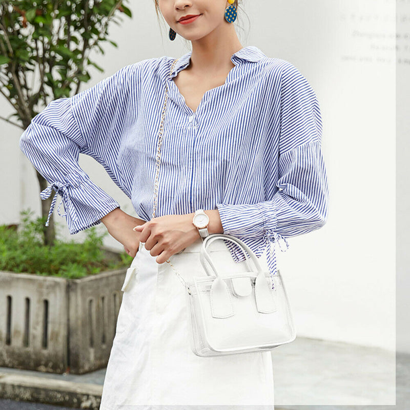 Transparent PVC Shoulder Handbag Jelly Chain Totes Composite Set (White)