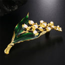 Enamel White Floral Leaf Brooch Pin Bouquet  Shirt Collar Pin Gift Women  3C