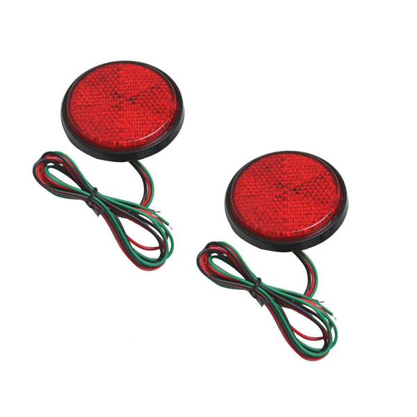 2pcs  Round Reflector 6mm Nuts LED Rear Tail Brake Stop Lights Red Lens