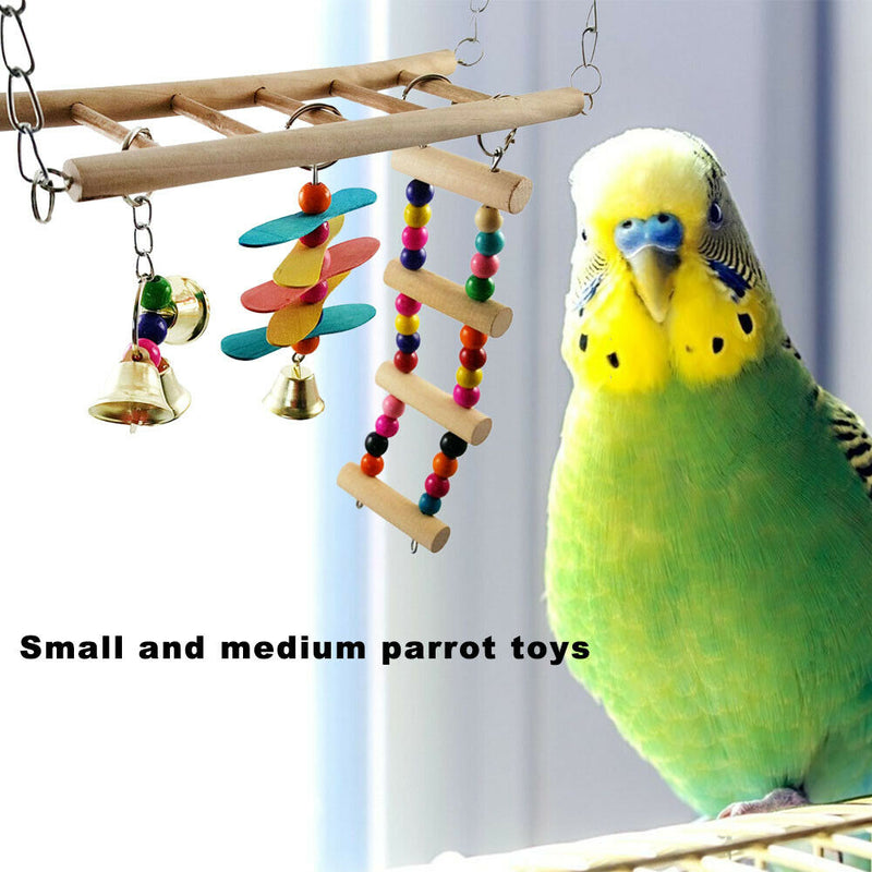Funny Wooden Pet Birds Ladder Toys Parrots Climbing Ladder Chewing Swings Home