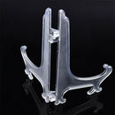 12Pcs/Set Clear Plastic Easels Plate Holders Display Dish Rack Picture Fram X4Y1