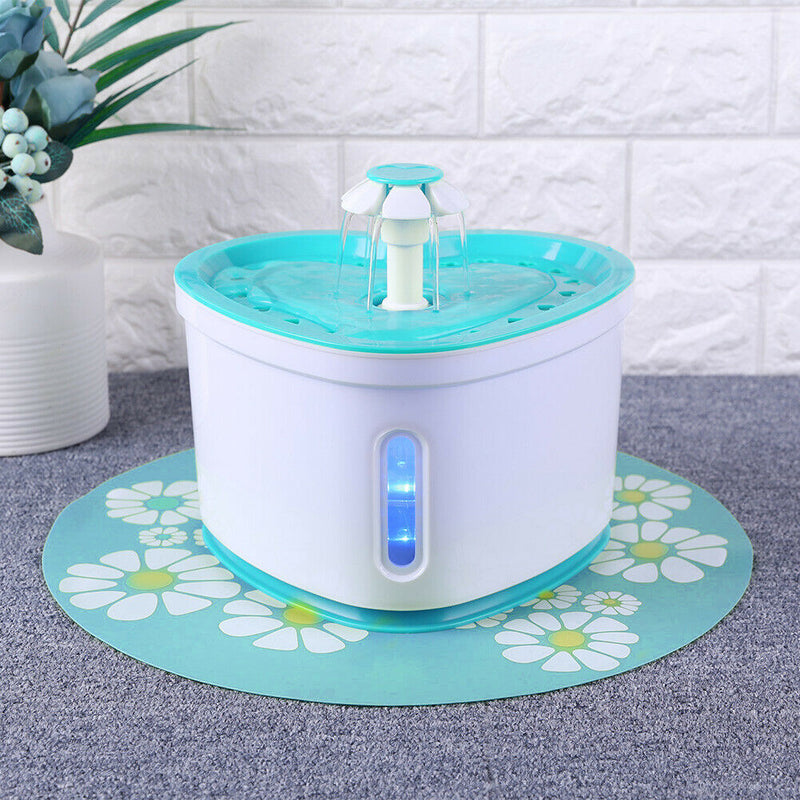 2L USB LED Pet Auto Water Dispenser Mat Dog Cat Drinking Bowl Pad (Blue)