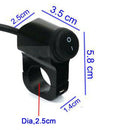 Waterproof 25mm 1" Motorcycle Handlebar Headlight ON/OFF Switch Black