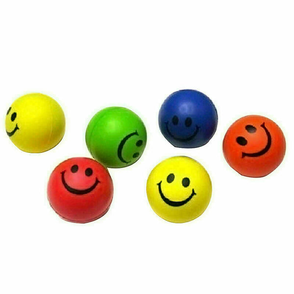 12pcs/pack Happy Smile Face Bouncy Relaxable Squeeze Pain Relie Ball Stress O9E1
