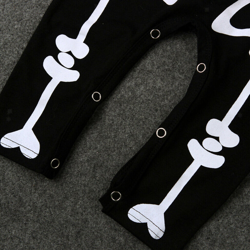 One Piece Skeleton Halloween Costume Bodysuit Baby Boys Girls Play Romper 80