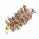 Bird Parrot Toys Natural Wooden Grass Chewing Bite Hanging Cage Accessories I8G7